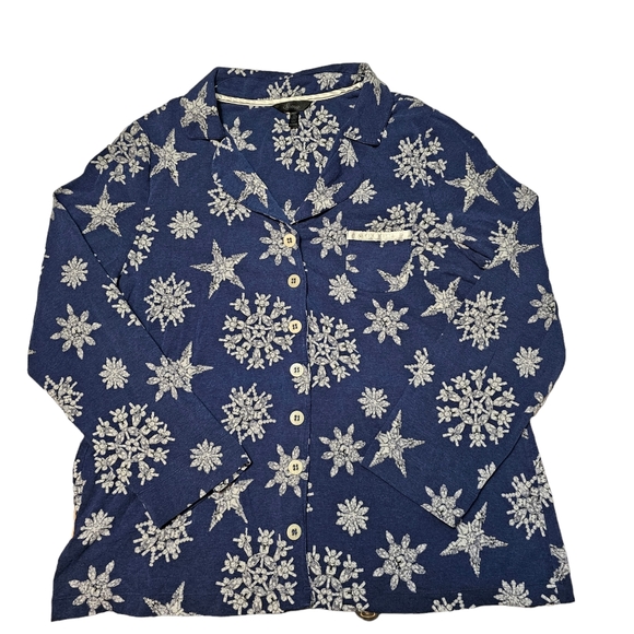 Soma Long Sleeve Button Up Snowflakes Top Bottom Pijama Set XL - Picture 2 of 11